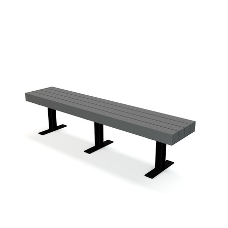 FROG FURNISHINGS Gray 8' Trailside Bench Surface Mount w/ Black Frame PB 8GRATRA